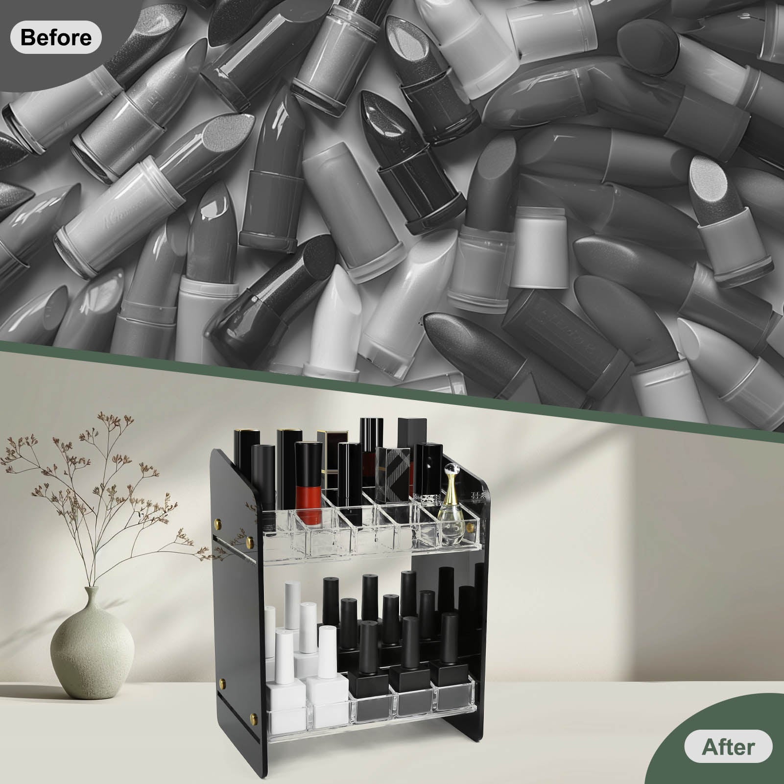 SN07 1 Set Acrylic Trapezoid Grid Display Storage Rack for Lipstick Nail Polish Pigment