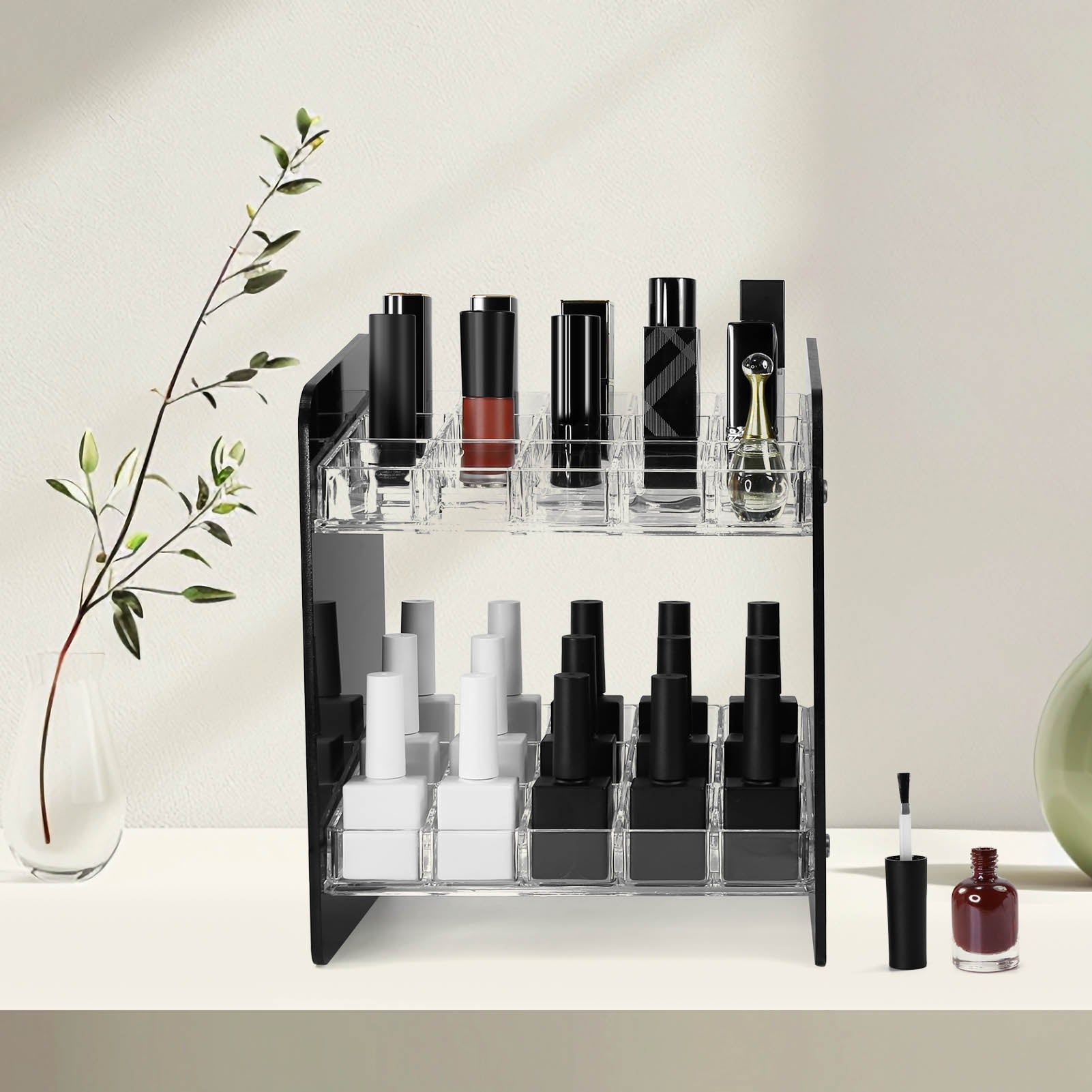 SN07 1 Set Acrylic Trapezoid Grid Display Storage Rack for Lipstick Nail Polish Pigment