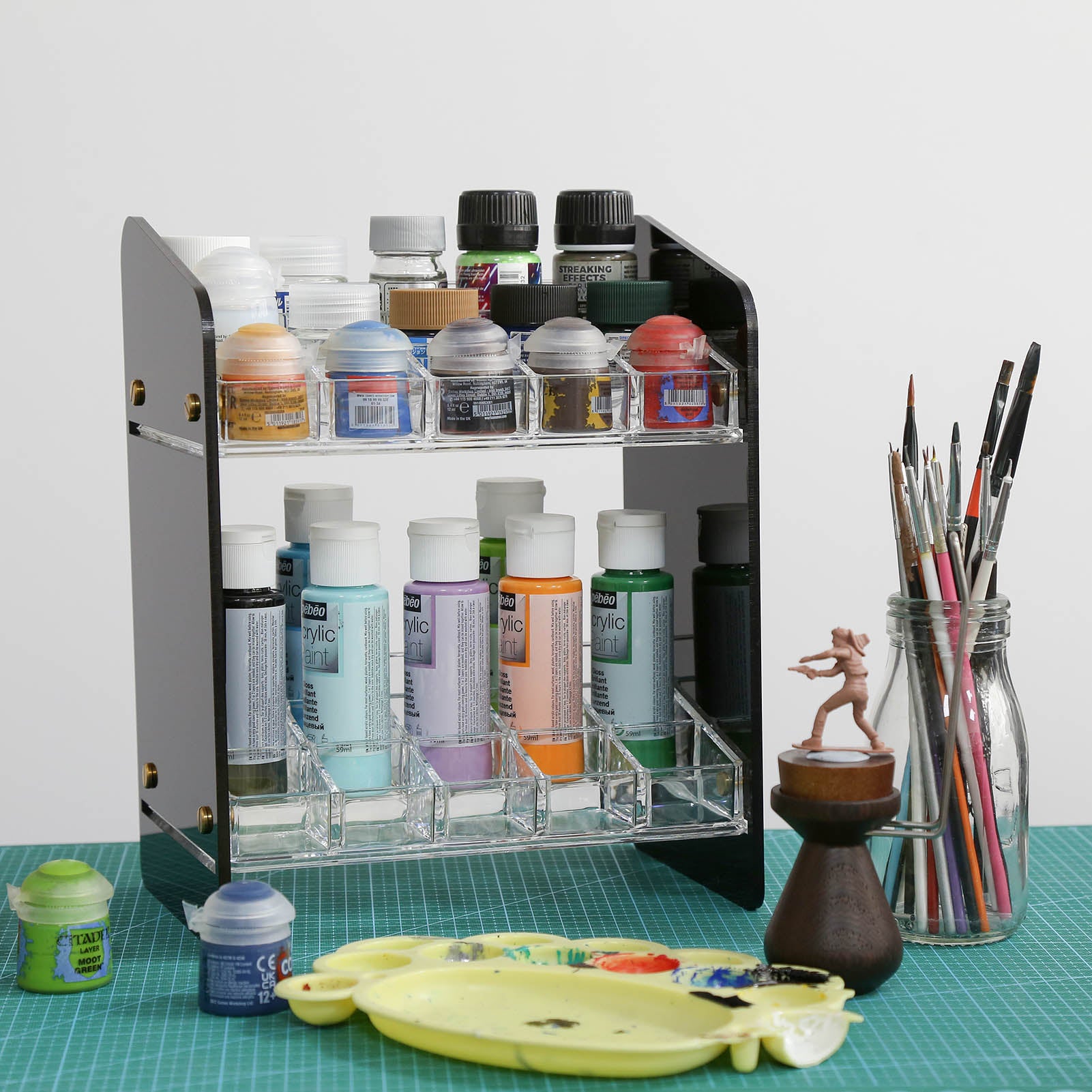 SN07 1 Set Acrylic Trapezoid Grid Display Storage Rack for Lipstick Nail Polish Pigment