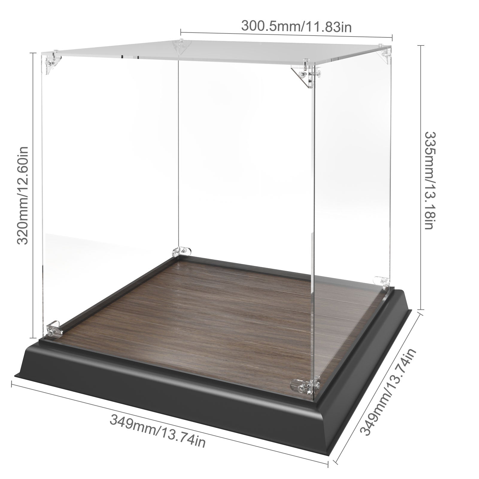 SN1030F 1 Unit Acrylic Storage Display Box Dustproof with 30cm Square Wood Base