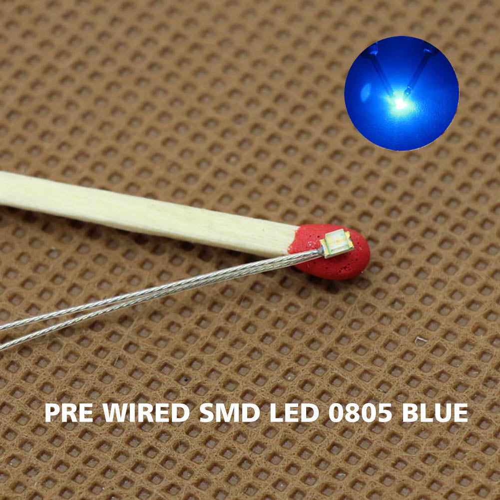 T0805 20pcs Pre-wired micro PTFE Wire SMD LED 0805 Lights Free Resistors