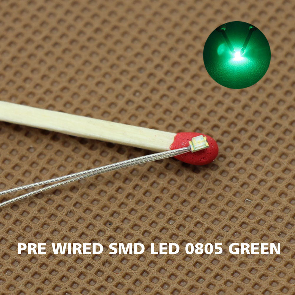 T0805 20pcs Pre-wired micro PTFE Wire SMD LED 0805 Lights Free Resistors