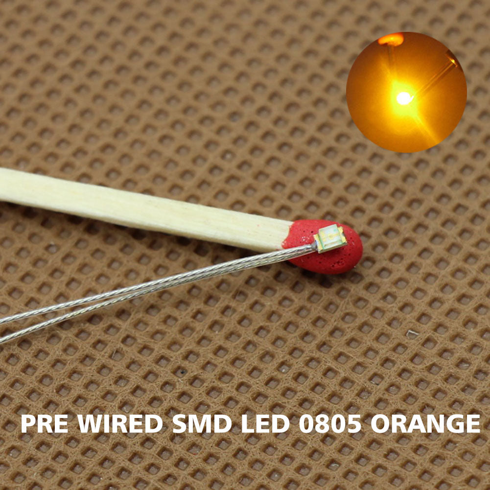T0805 20pcs Pre-wired micro PTFE Wire SMD LED 0805 Lights Free Resistors