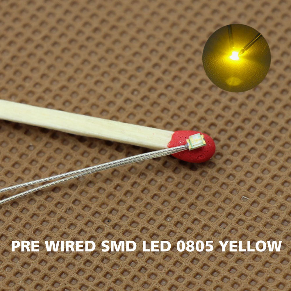 T0805 20pcs Pre-wired micro PTFE Wire SMD LED 0805 Lights Free Resistors