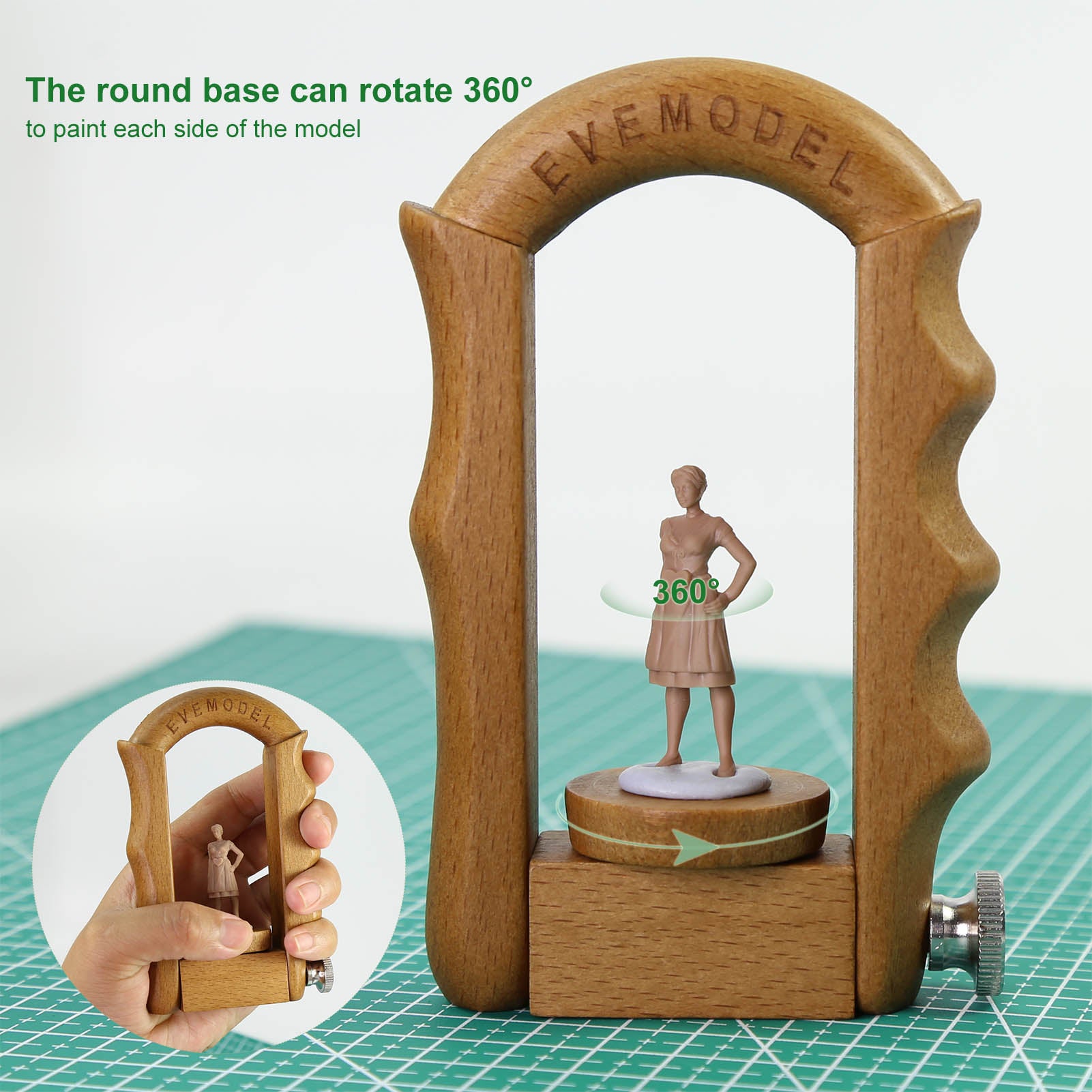 WH03 1 Set Wood 360° Rotating Model Work Holder Paint Handle for Gundam Warharmmer