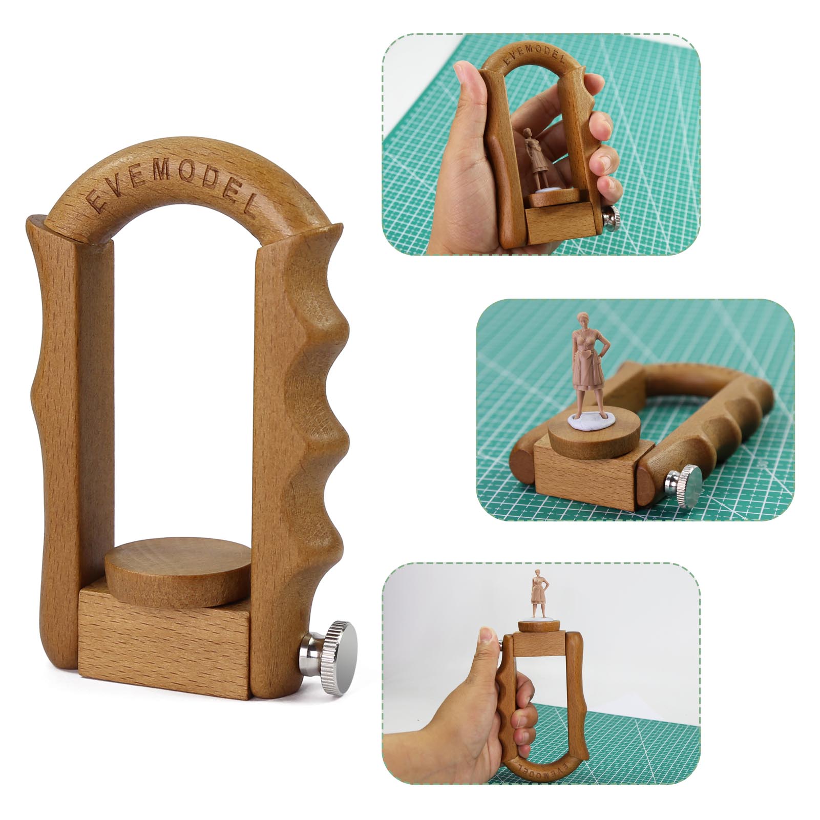 WH03 1 Set Wood 360° Rotating Model Work Holder Paint Handle for Gundam Warharmmer