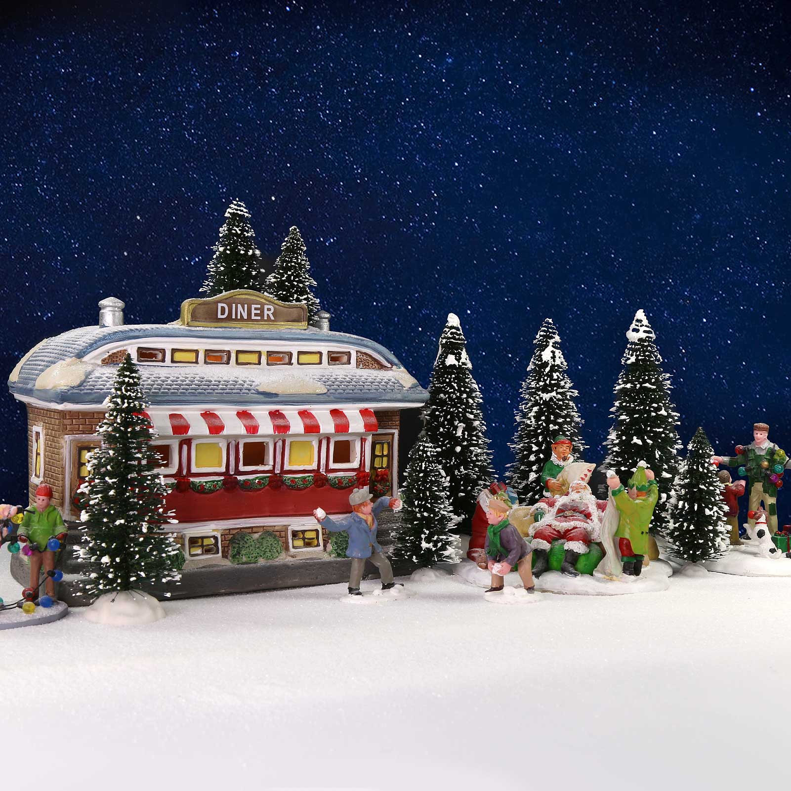 XS0804 20pcs Snowy Pine Trees Mini Christmas Trees Covered Snow with White Bases