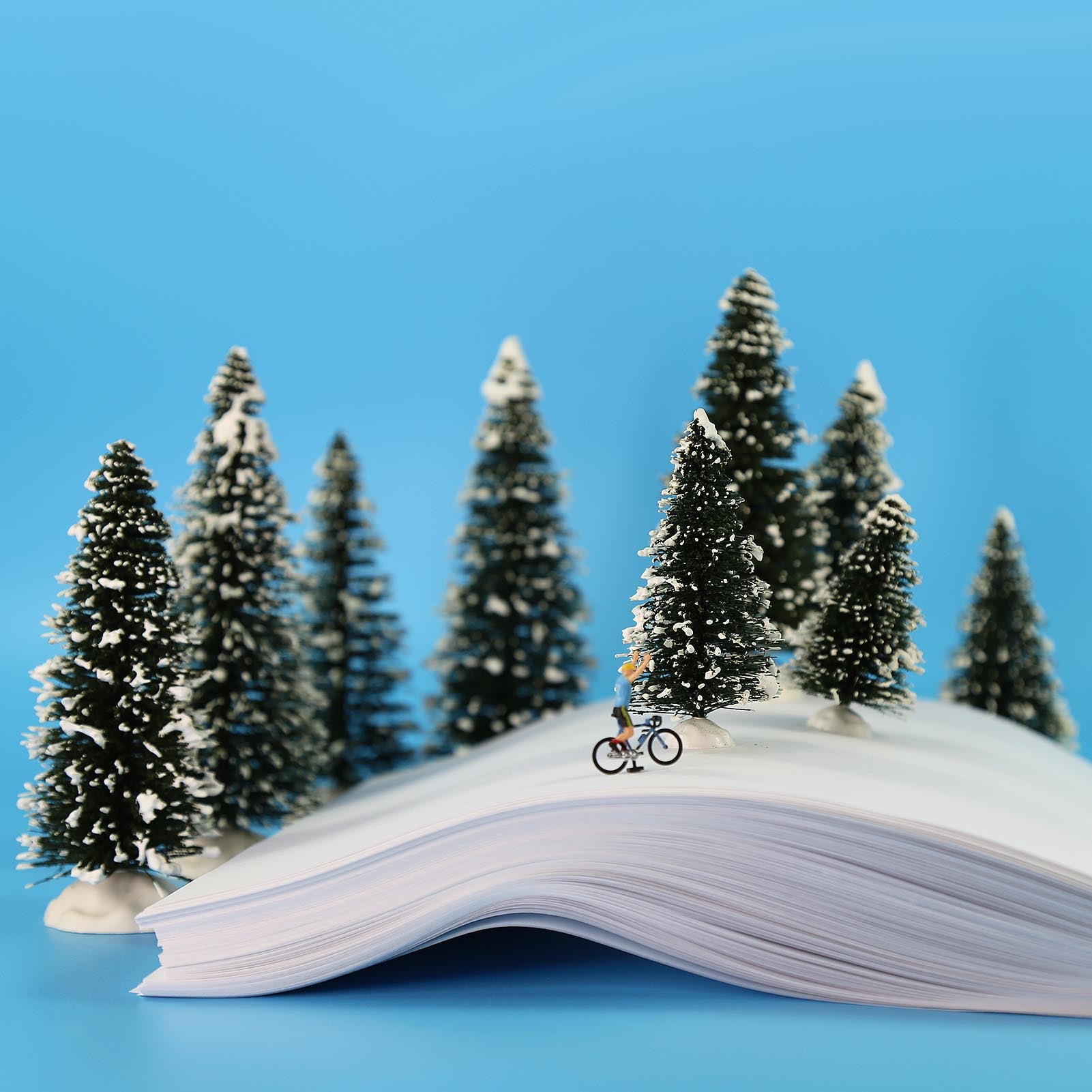 XS0804 20pcs Snowy Pine Trees Mini Christmas Trees Covered Snow with White Bases