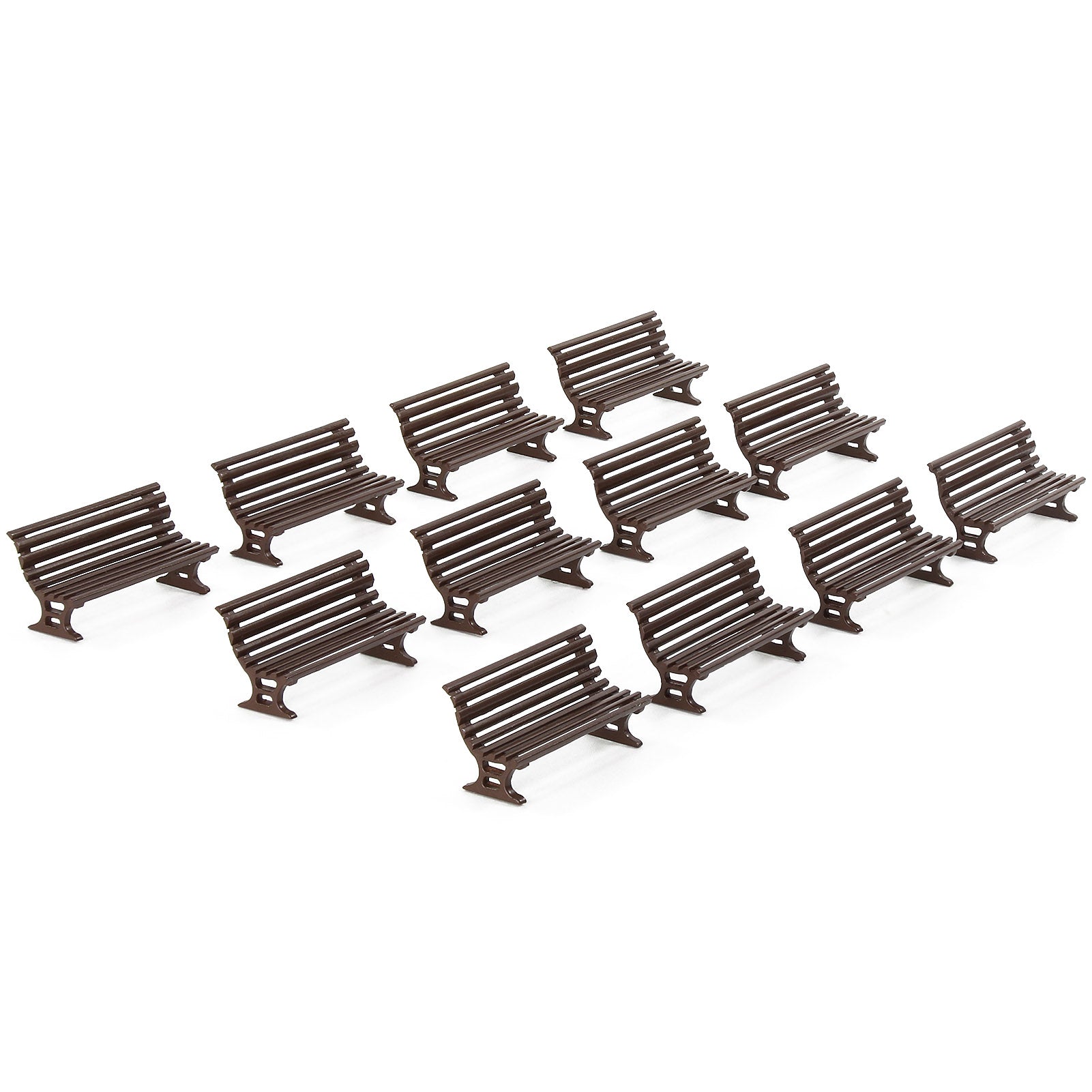 ZY38087 12pcs HO Scale 1:87 Model Park Garden Benches Street Station Seat Chairs