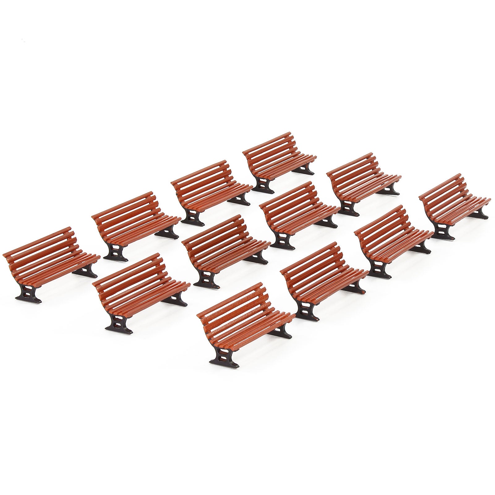 ZY38087 12pcs HO Scale 1:87 Model Park Garden Benches Street Station Seat Chairs