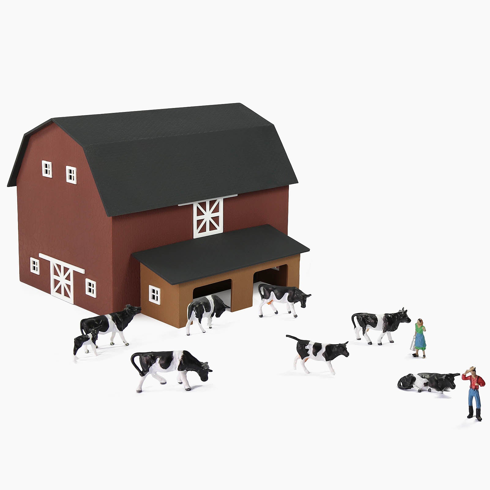 JZ8708 1 Piece HO Scale 1:87 Model Barn Cow Shed Painted Assembled