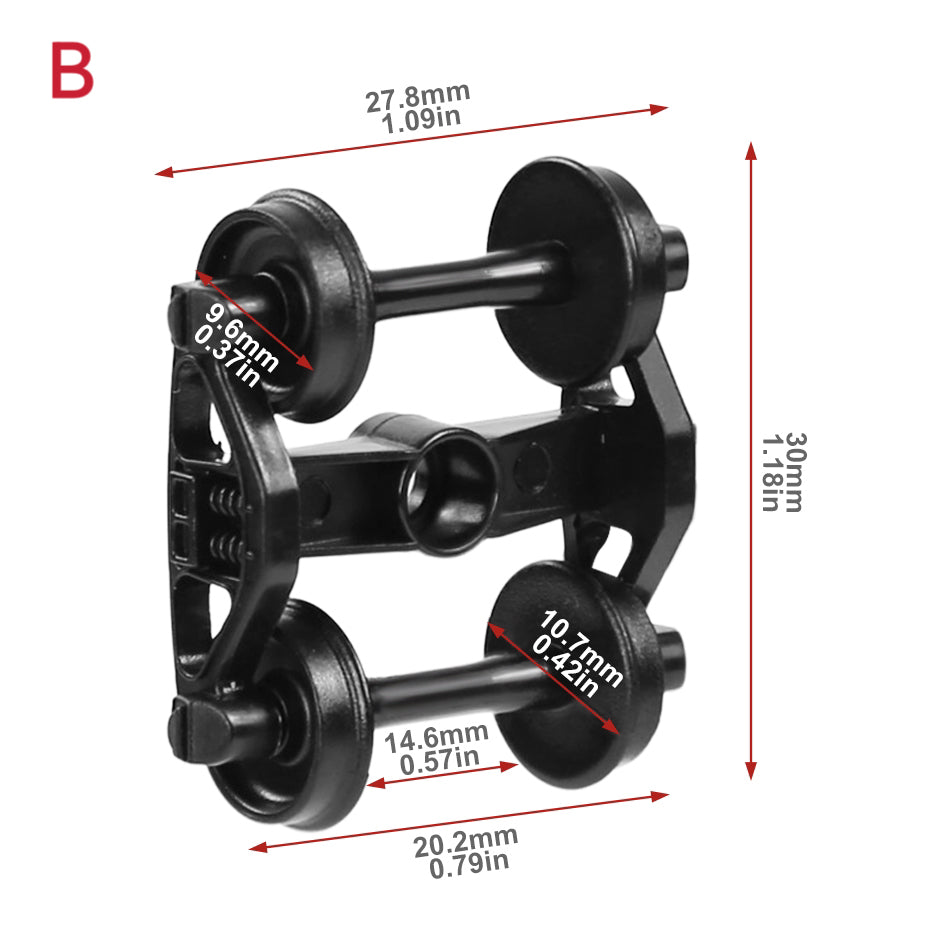 HP22HO 12pcs HO scale 1:87 POM Bogies with 33" Plastic Wheels
