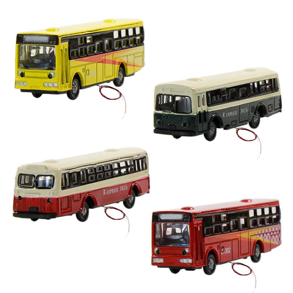 EBS15002 4pcs N scale 1:150 Model Buses Lighted Diecast Alloy