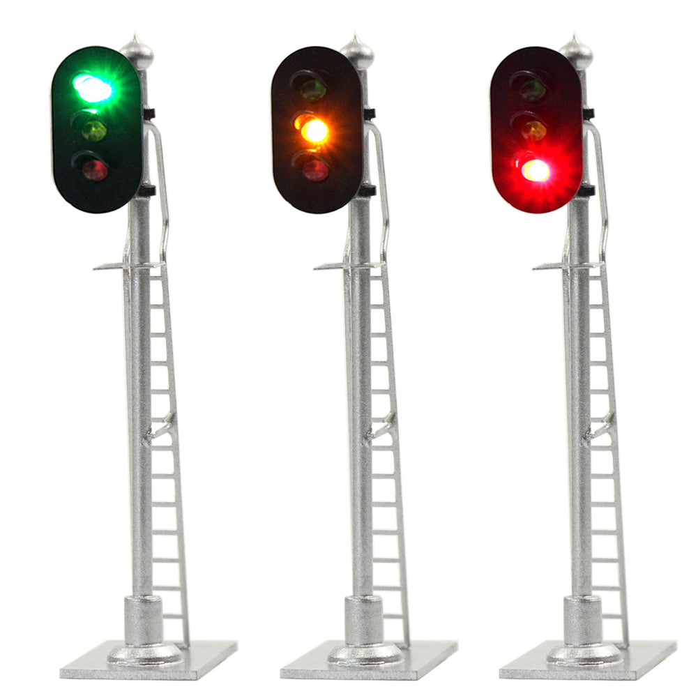 JTD873GYR 3pcs HO Scale 1:87 Track Block Signals 3-light LEDs