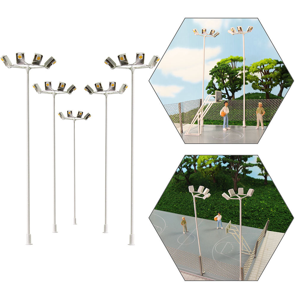 LSL05 5pcs OO/HO Scale Playground Lamps Yard Street Lights