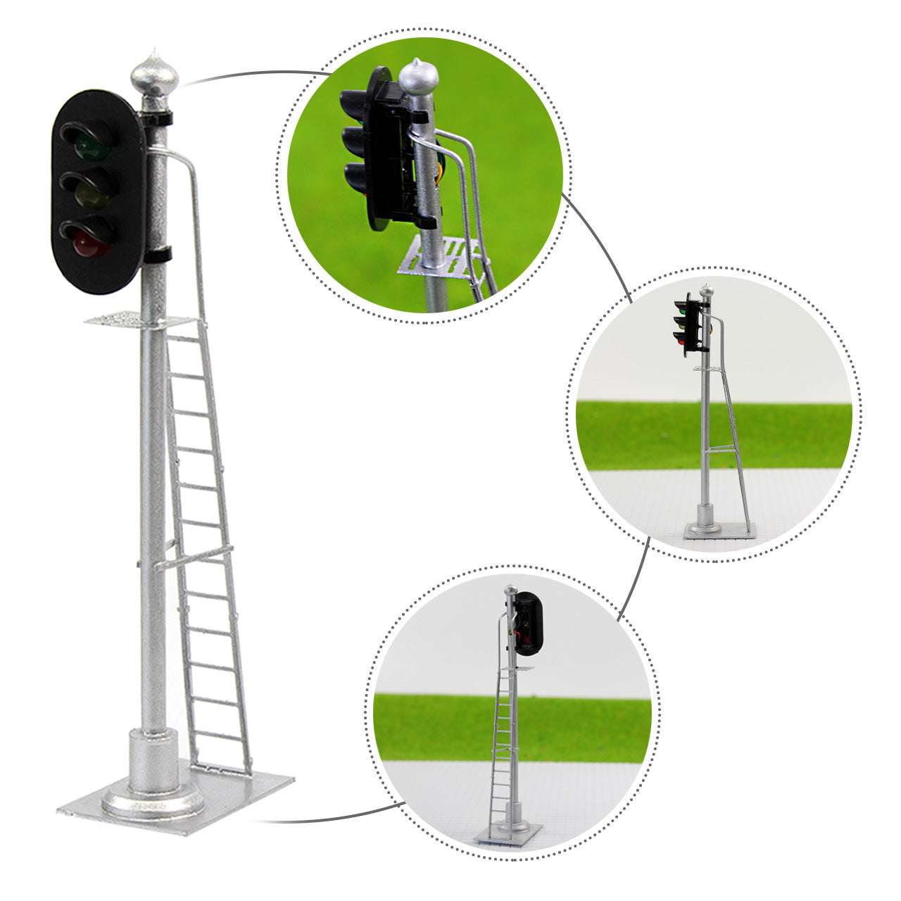 JTD433GYR 2pcs O Scale 1:43 Railway Block Signal with Ladder