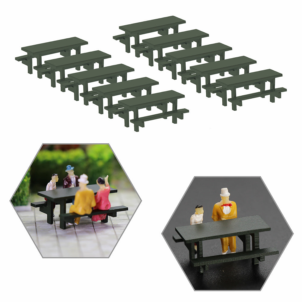 ZY43087 10pcs HO Scale 1:87 Model Table Chair Outdoor Bench