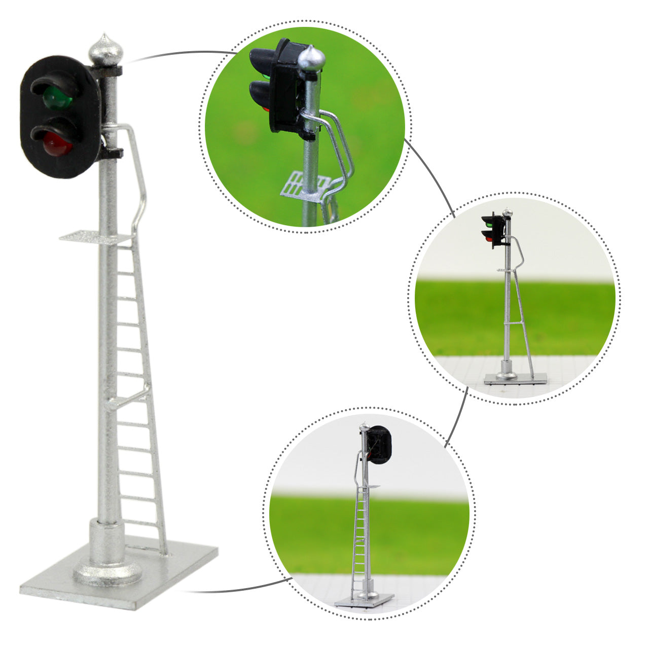 JTD873GR 3pcs HO Scale 1:87 Train Signals 2-Light 12V