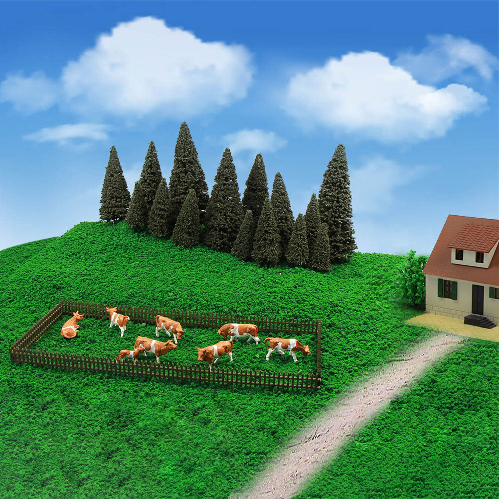 S0404 N/TT/HO/O Scale 1:87 Model Cows and Cedar Pine Trees