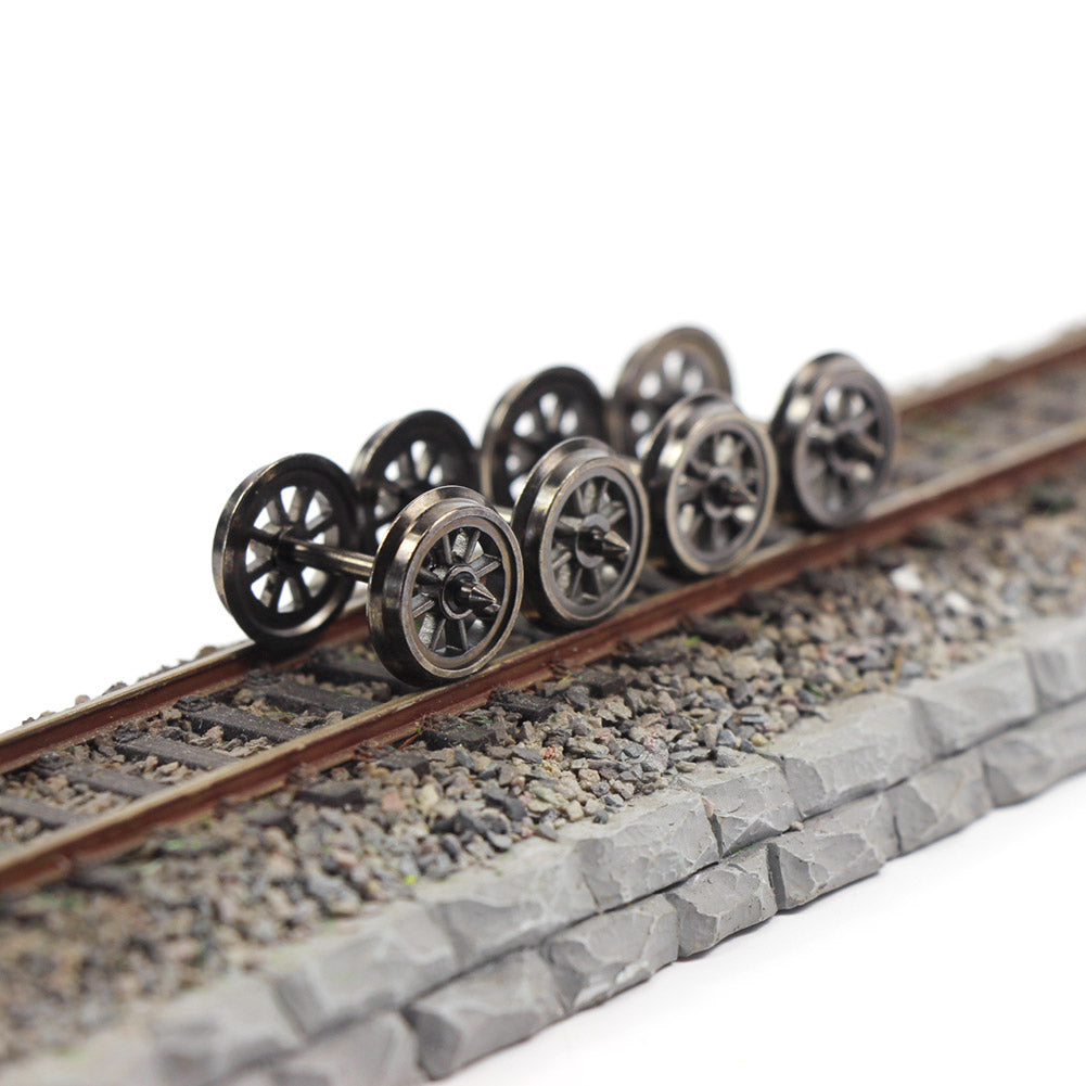 HP1487 12pcs HO Scale 1:87 38'' Metal Spoked DC Wheels