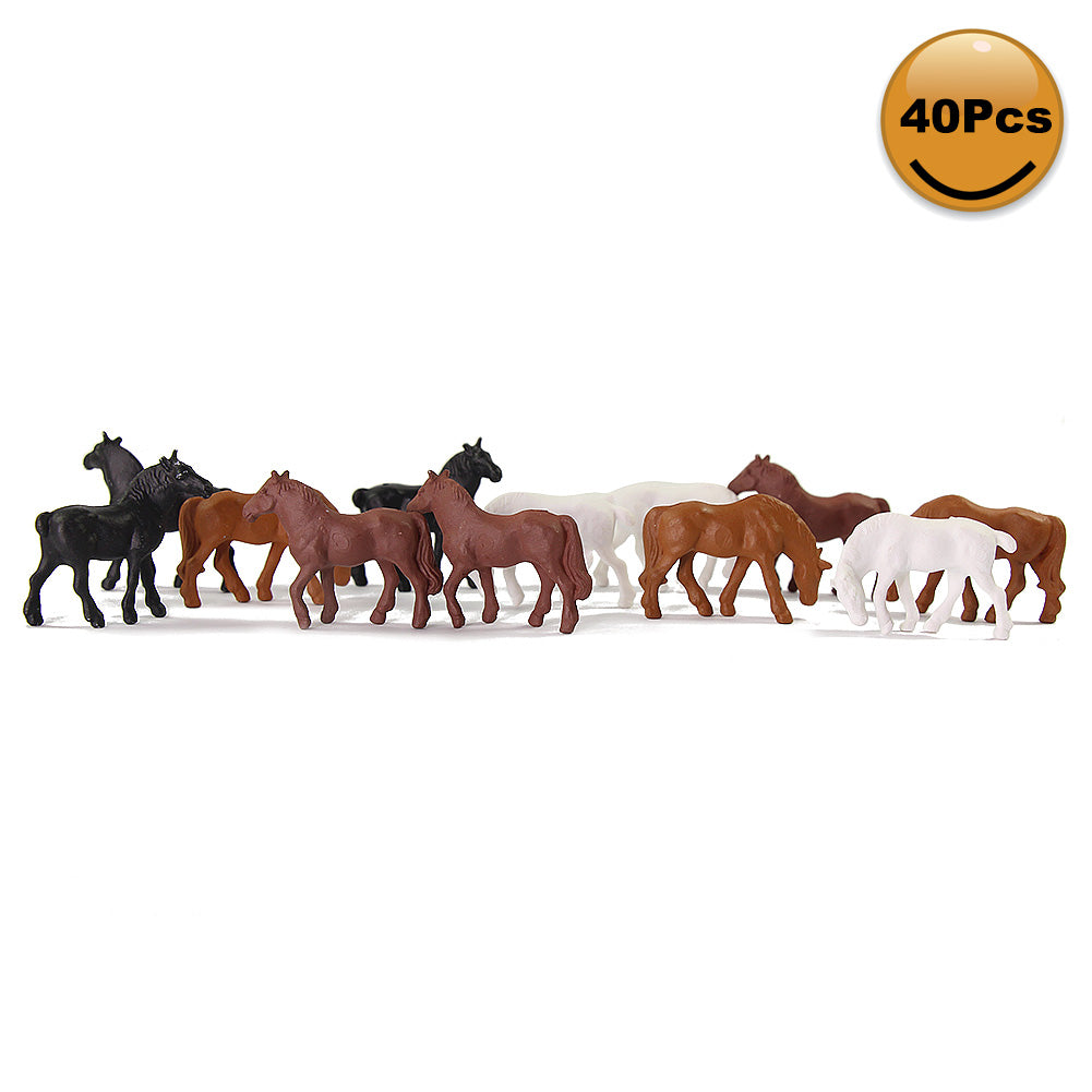 AN8701 40pcs HO Scale 1:87 Model Horses Painted Farm Animals