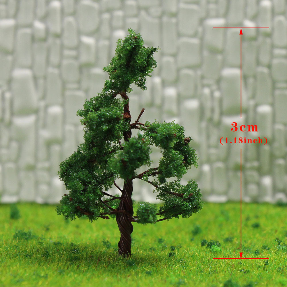 D3210 100pcs N Z Scale 1:200 Model Green Tree with Iron Wire