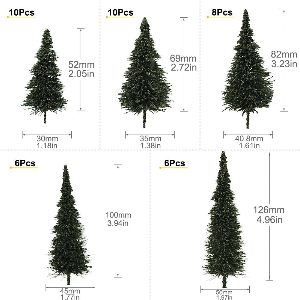 S0804 40pcs HO Scale 1:87 Model Pine Trees with Moose