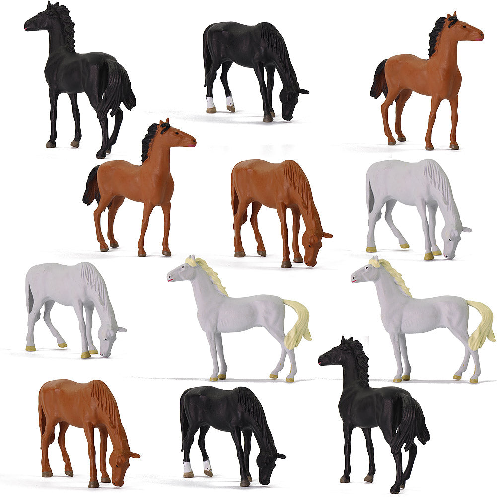 AN4302 12pcs O Scale 1:43 Painted Horses Farm Animals PVC