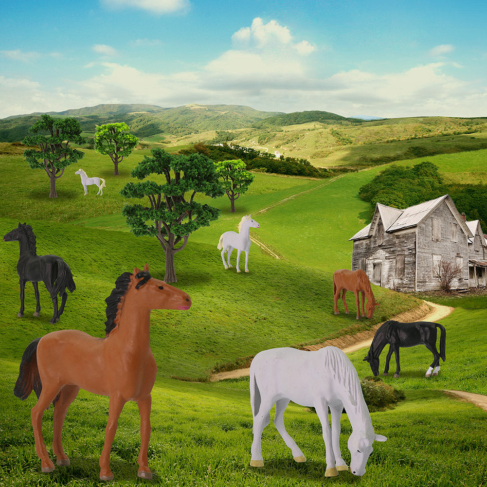 AN4302 12pcs O Scale 1:43 Painted Horses Farm Animals PVC