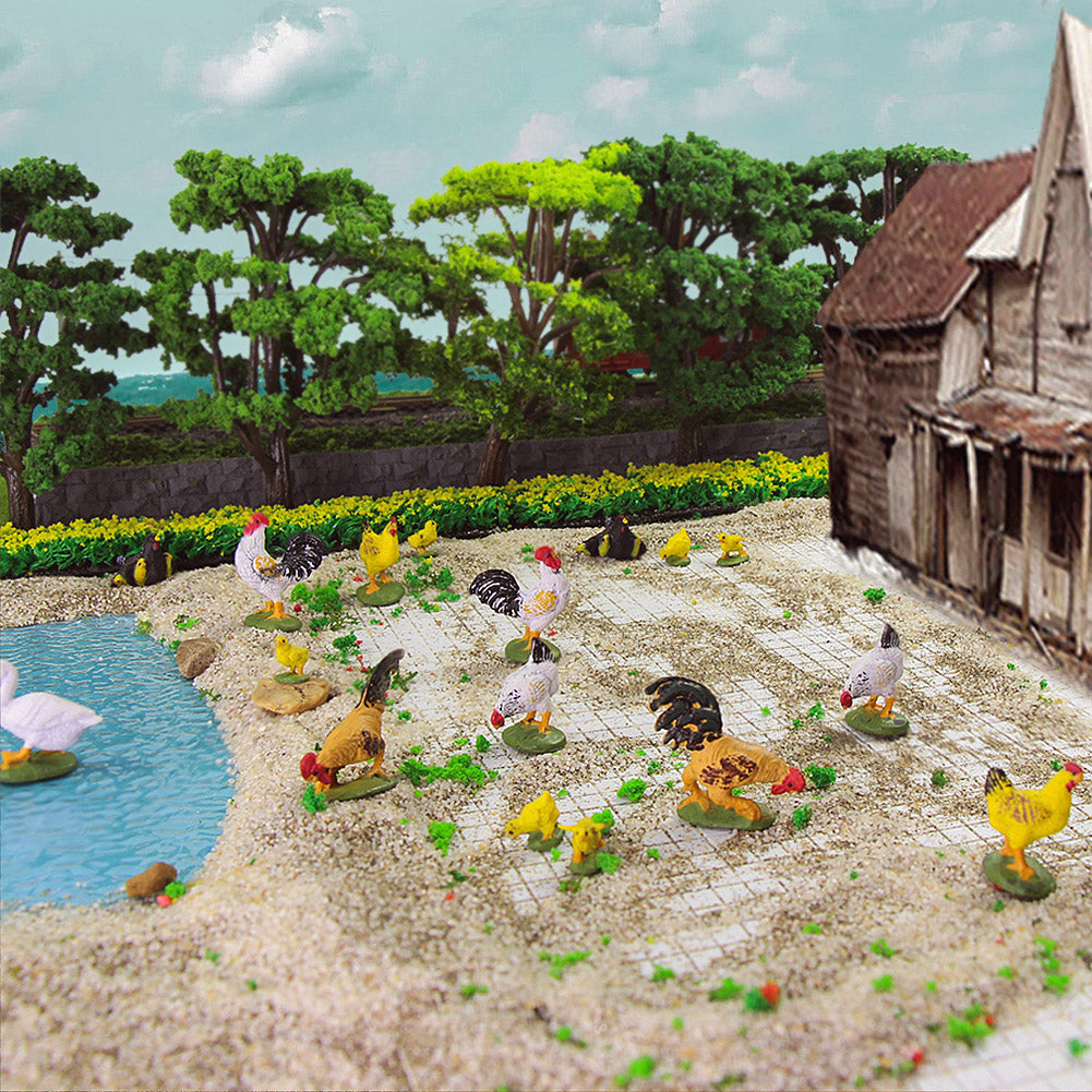 AN4306 16pcs 1:43 O Scale Painted Chick Grouse Hen Farm Animals