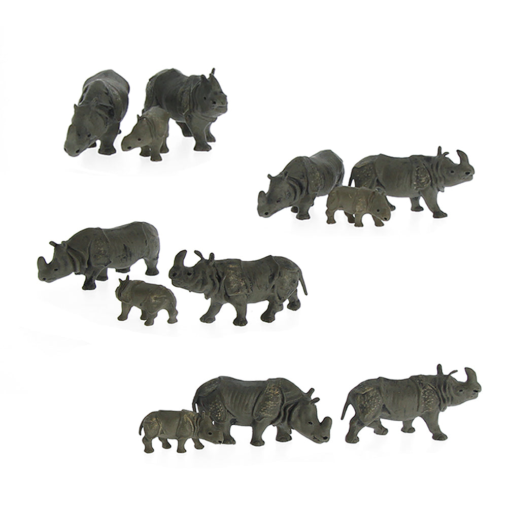 AN8711 12pcs HO Scale 1:87 Painted Rhino Wild Animals PVC