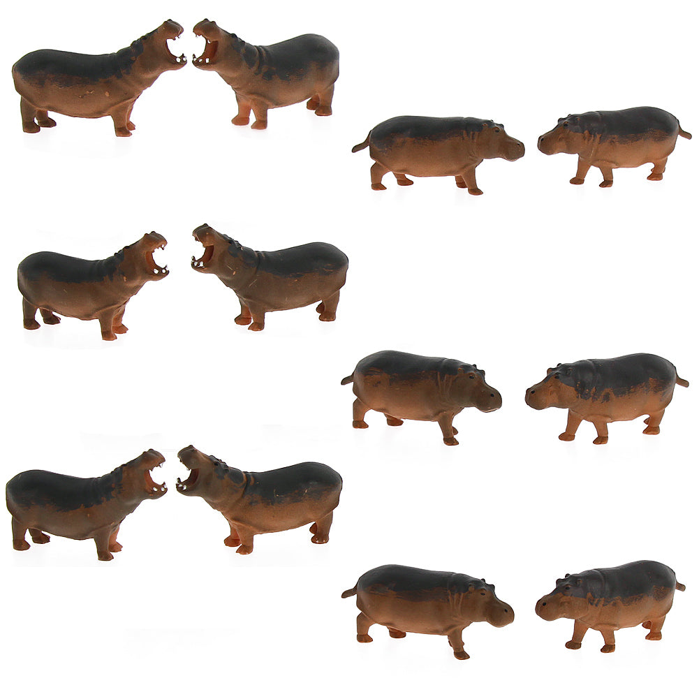 AN8713 12pcs HO Scale 1:87 Hippo Painted Wild Animals PVC