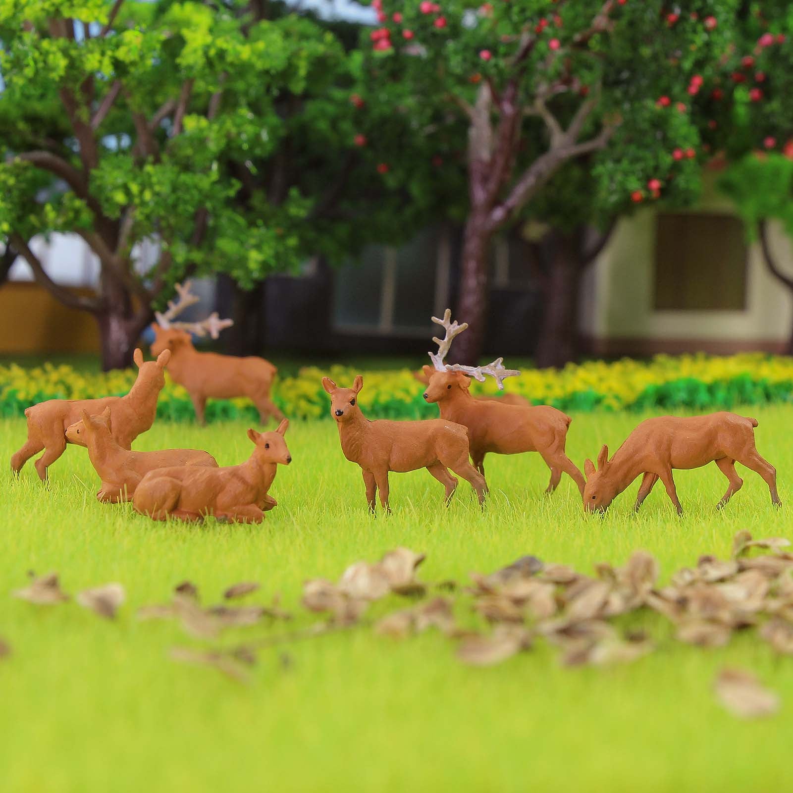 AN8714 12pcs HO Scale 1:87 Painted Moose Elk Deer Wild Animals