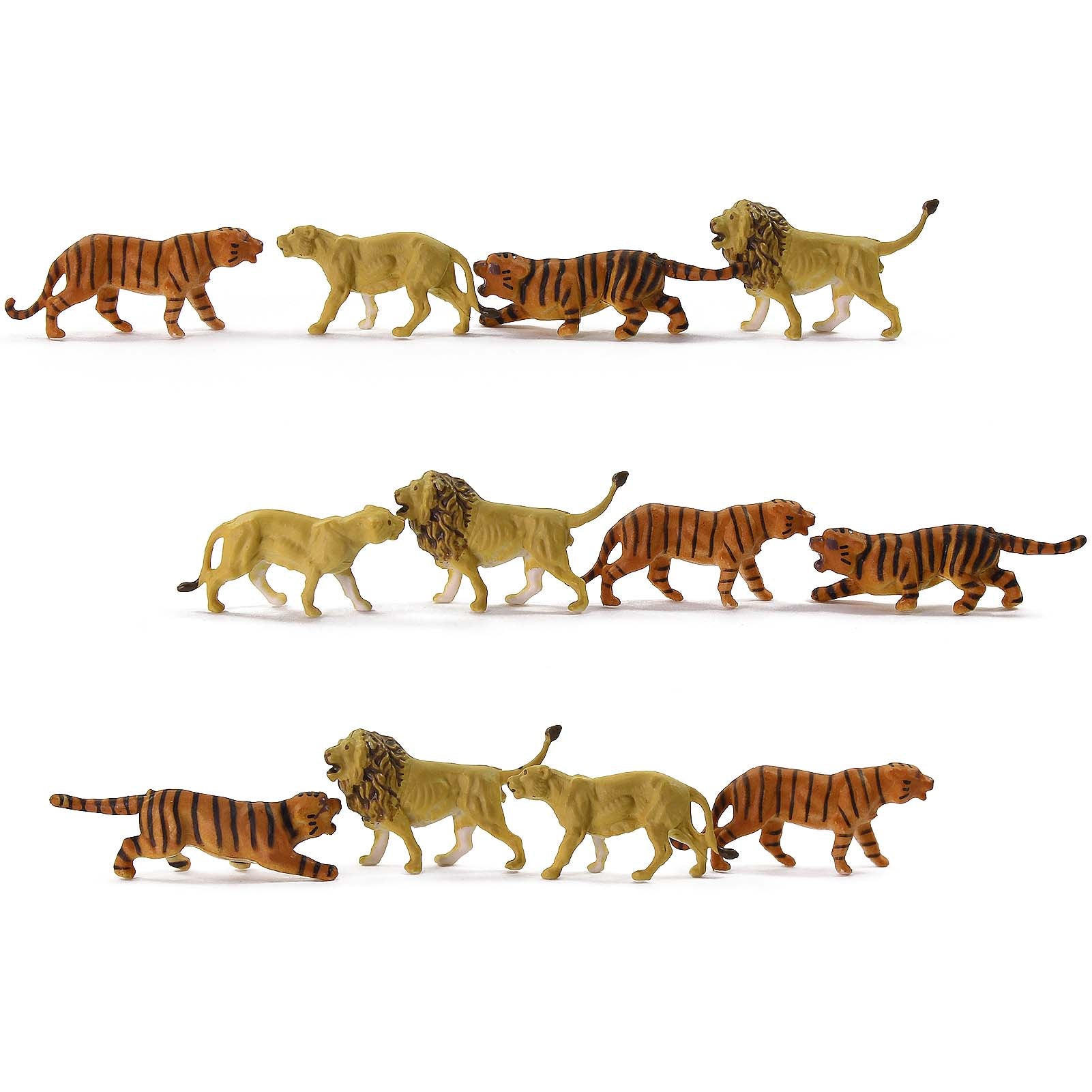 AN8715 12pcs HO Scale 1:87 Tigers Lions Wild Animal PVC