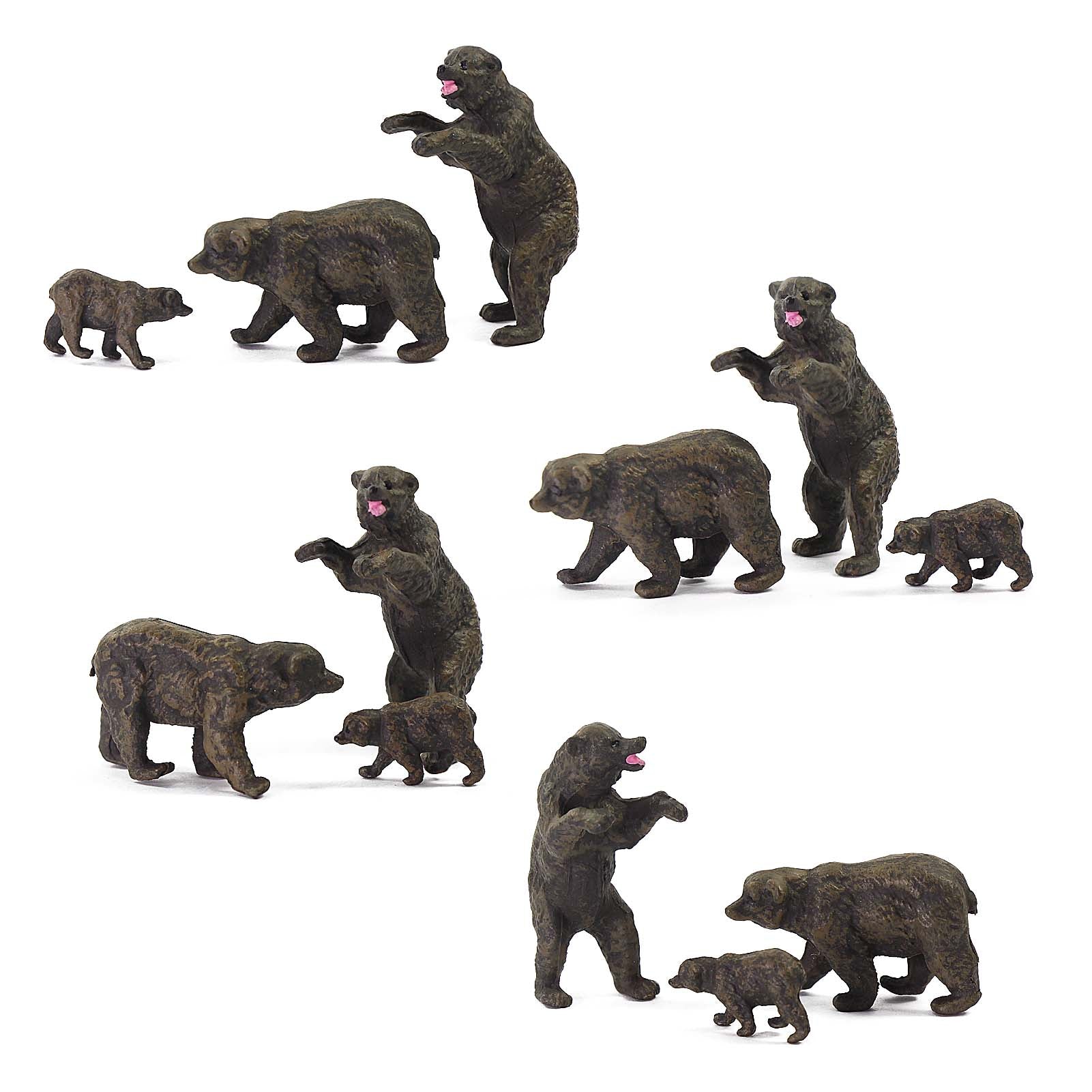 AN8717 12pcs HO Scale 1:87 Bears Family Zoo Wild Animal PVC
