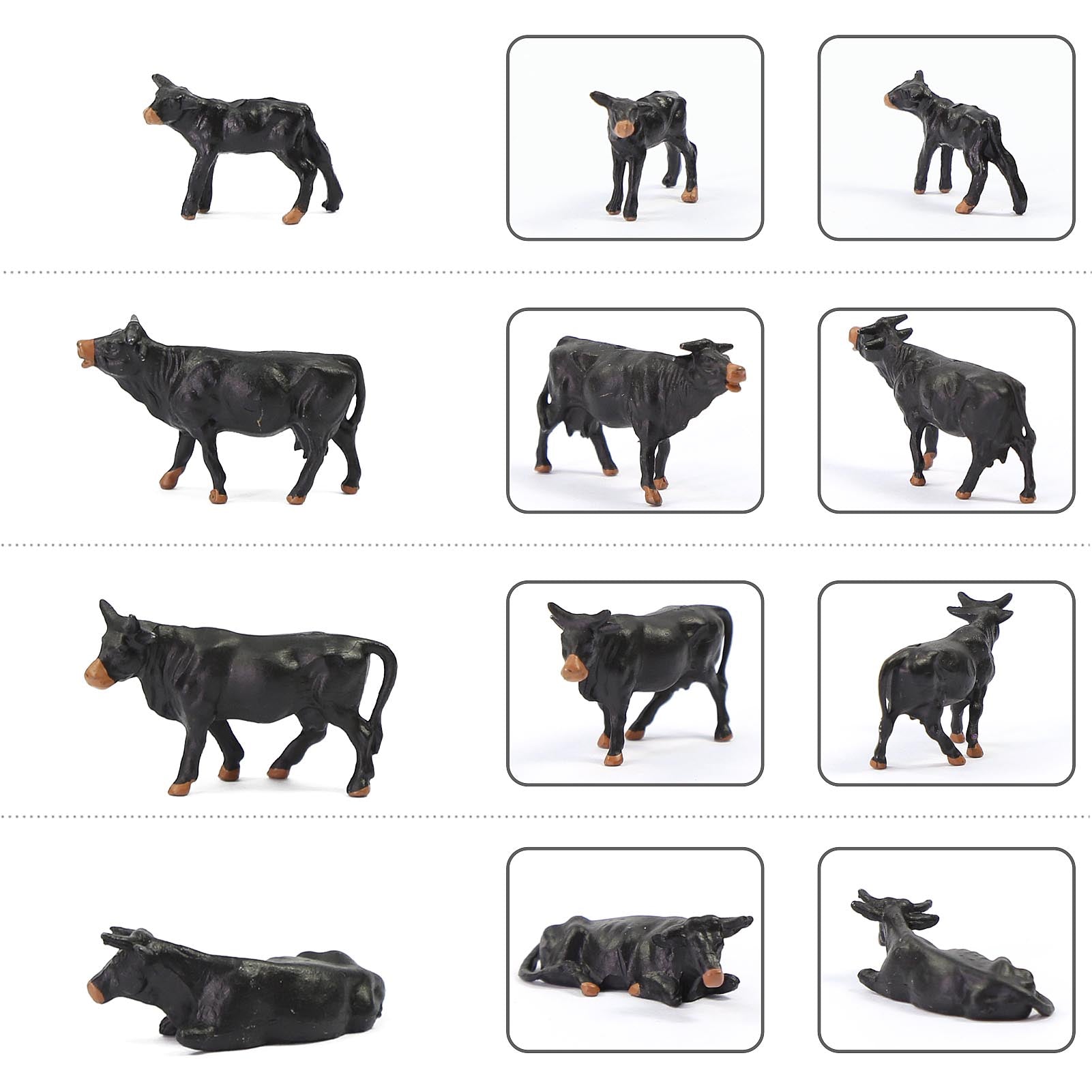 AN8722 36pcs HO Scale 1:87 Painted Black Cows Cattle Shepherd