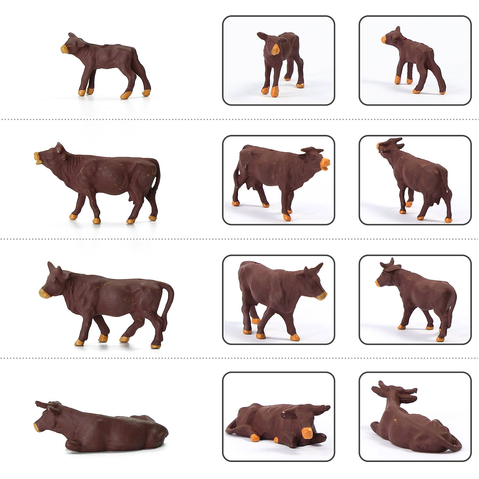AN8723 36pcs HO Scale 1:87 Brown Black Cows Cattle Shepherd