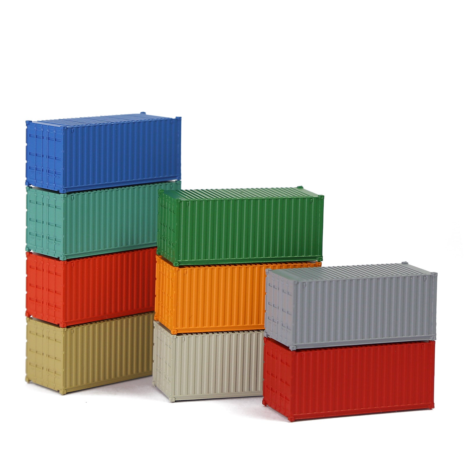 C15007 9pcs N Scale 1:160 20ft Pure Color Shipping Container