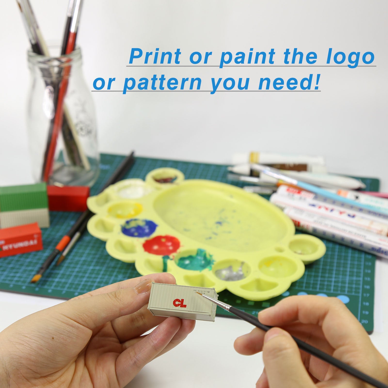 C15007 9pcs N Scale 1:160 20ft Pure Color Shipping Container