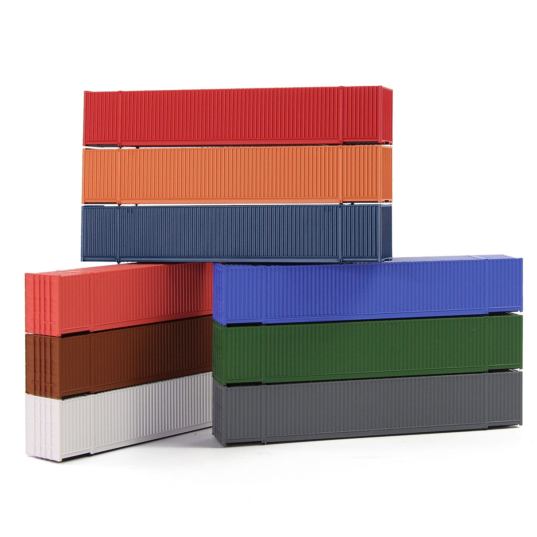 C15009 9pcs N Scale 1:160 53ft Pure Color Shipping Container