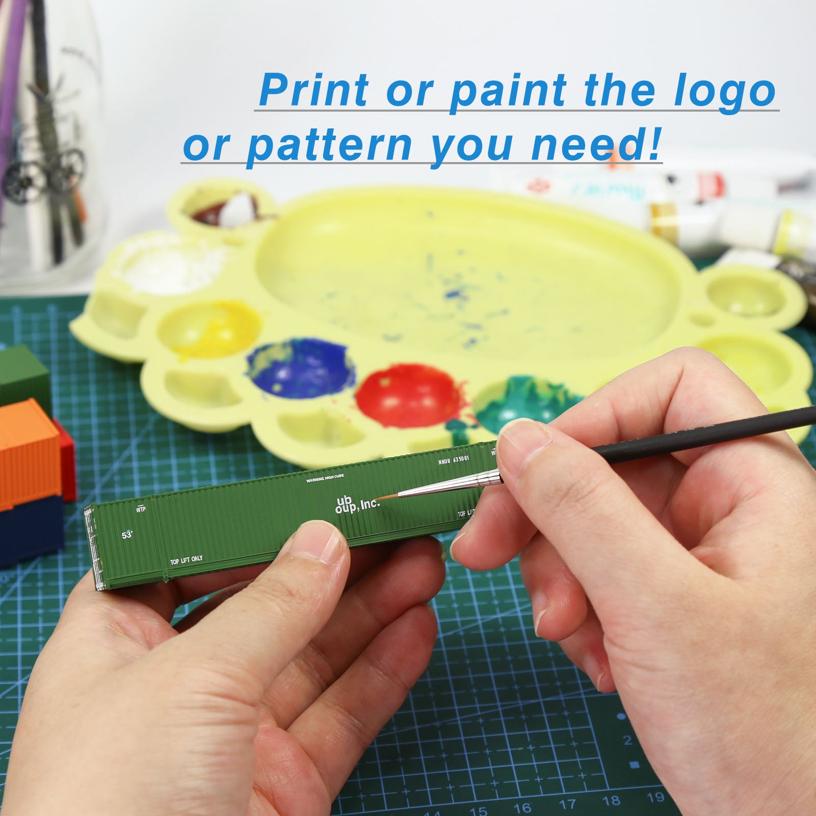 C15009 9pcs N Scale 1:160 53ft Pure Color Shipping Container