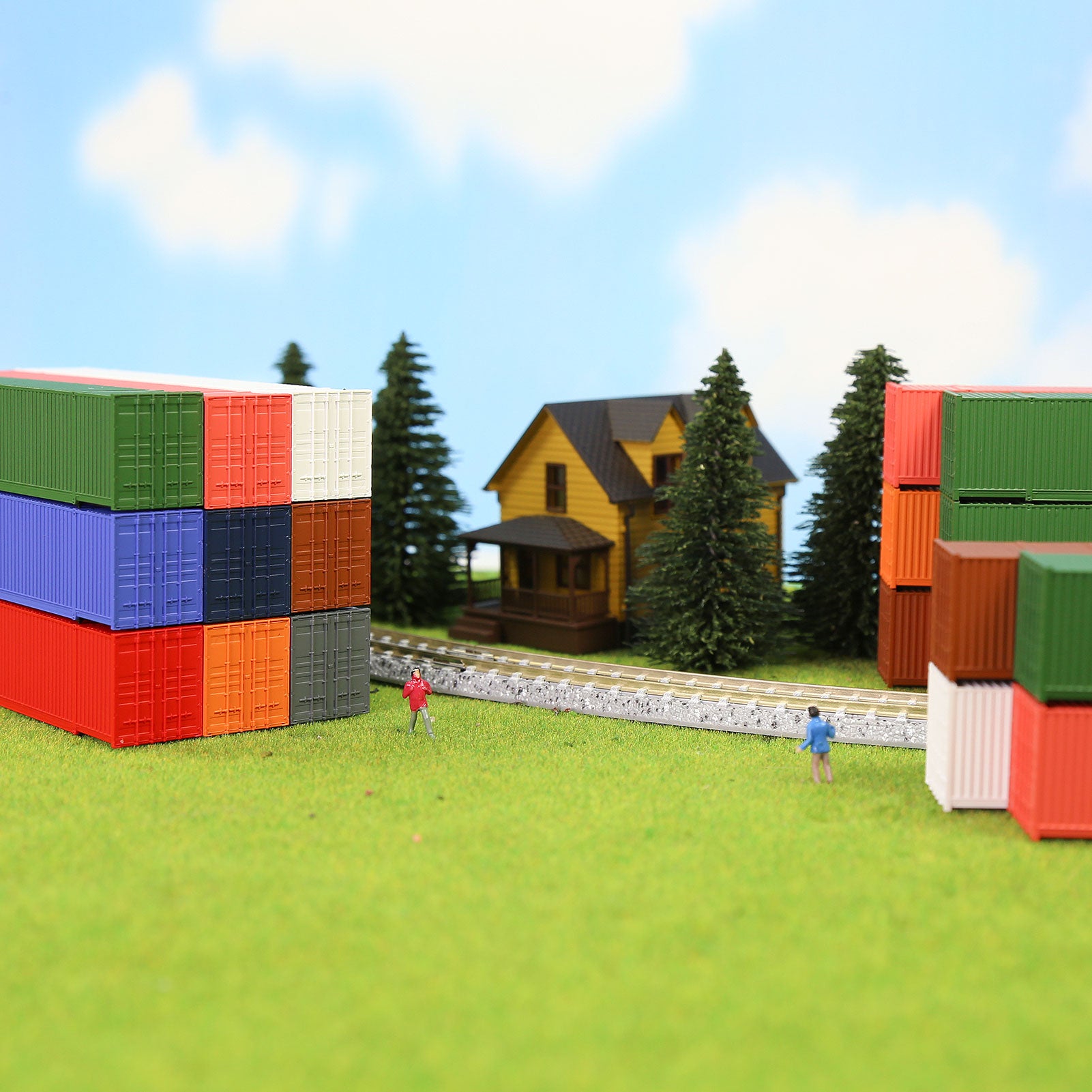 C15009 9pcs N Scale 1:160 53ft Pure Color Shipping Container