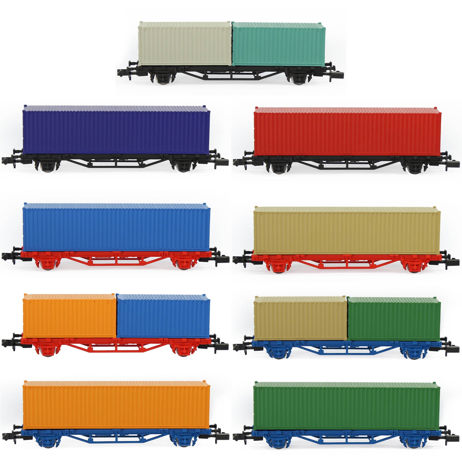 C15061M One Set N Scale 1:150 Flat Car with 20ft 40ft Containers