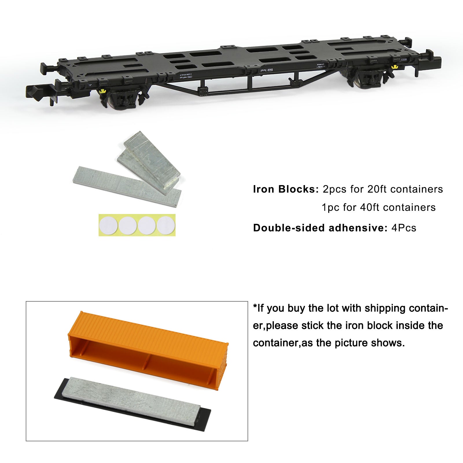 C15061M One Set N Scale 1:150 Flat Car with 20ft 40ft Containers