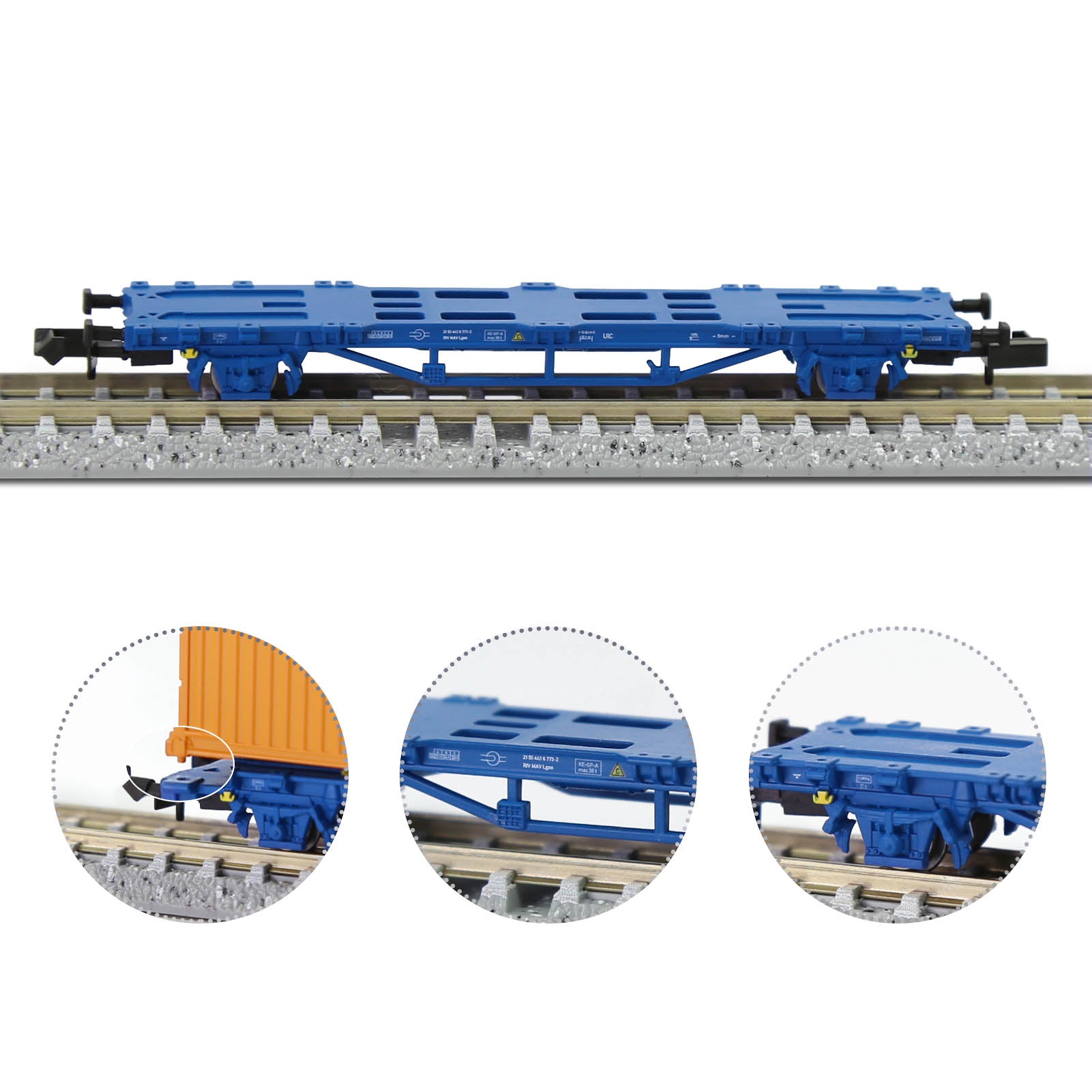 C15061M One Set N Scale 1:150 Flat Car with 20ft 40ft Containers