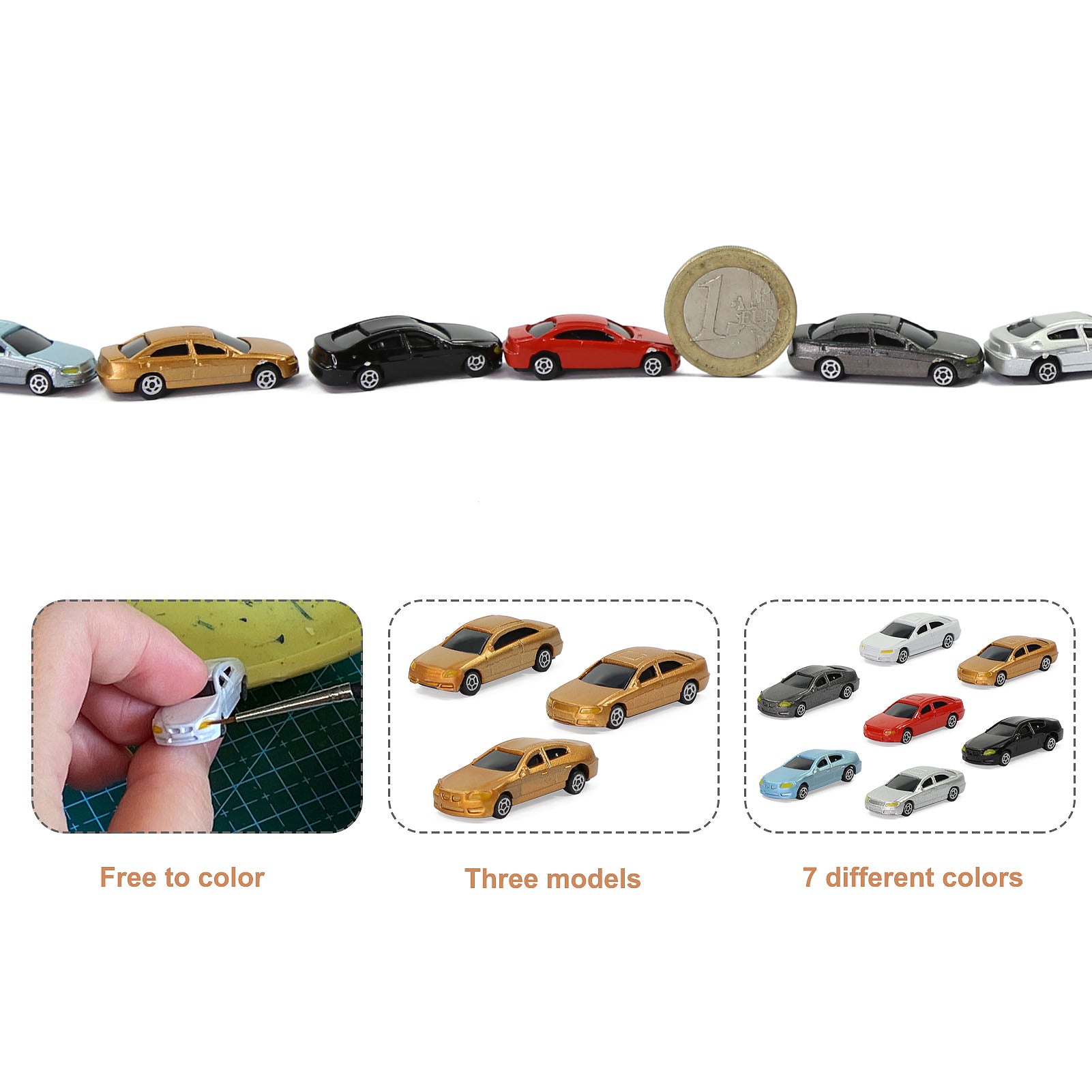 C150 100pcs N Scale 1:160 Painted Model Cars