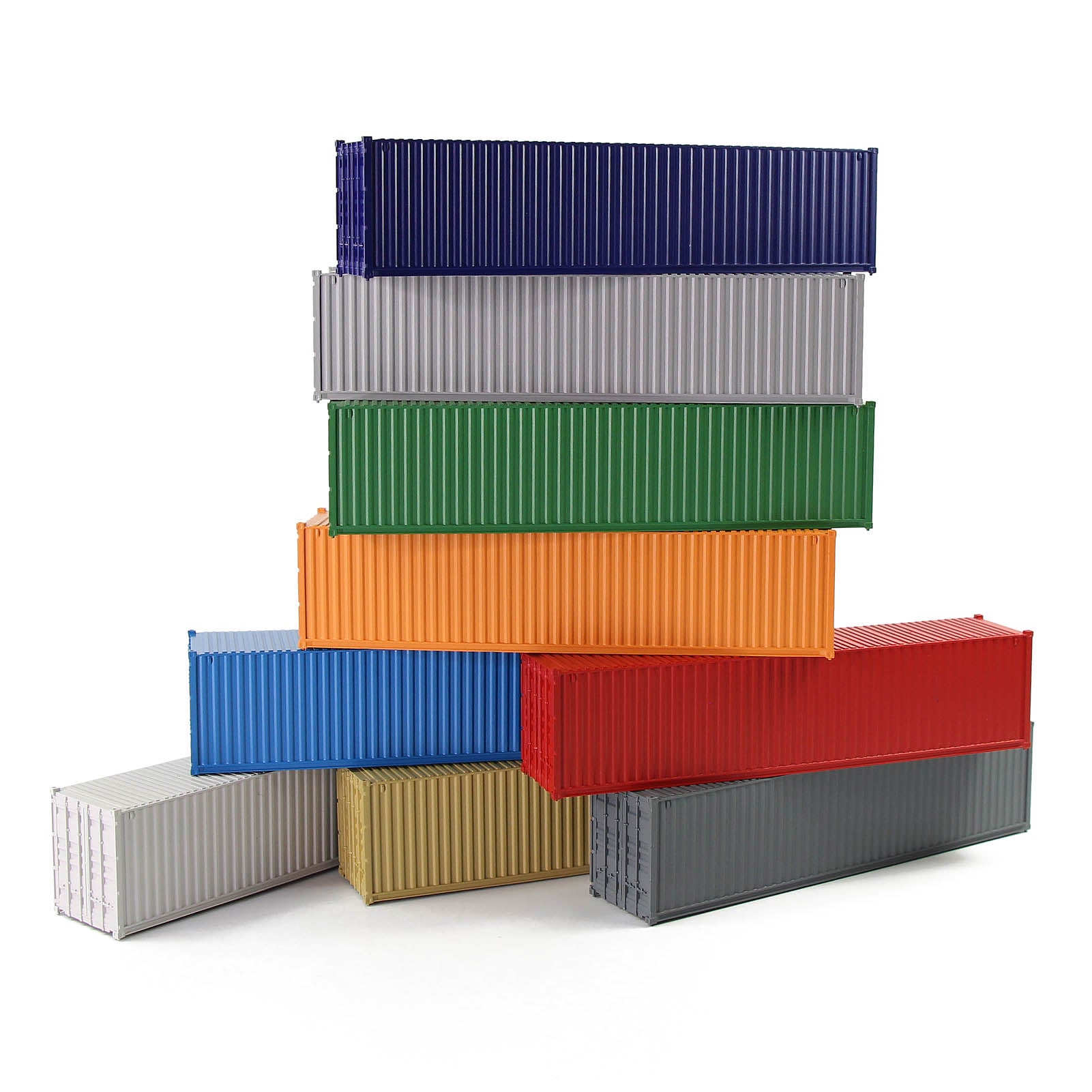 C8740 9pcs HO Scale 1:87 40ft Different Colored Container