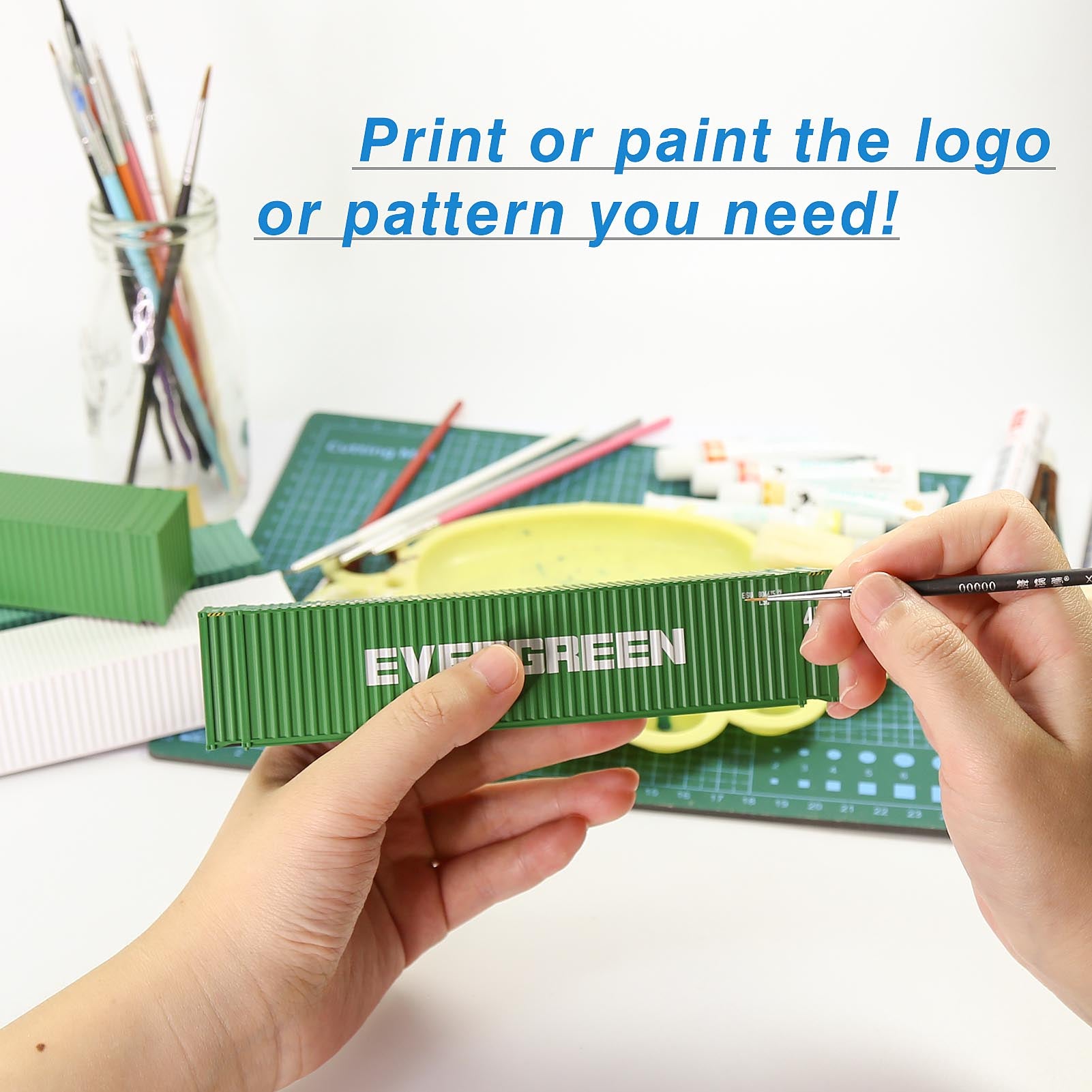 C8745 9pcs HO Scale 1:87 45ft Pure Color Shipping Containers