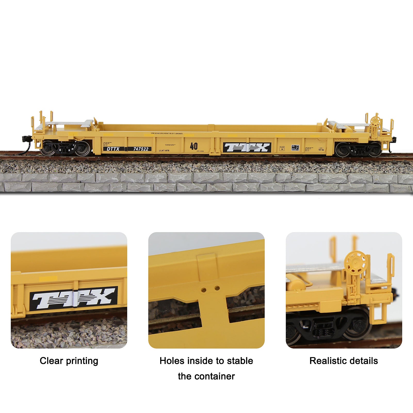 C8749 1pc HO Scale 1:87 40ft Well Car Low Side Wagon