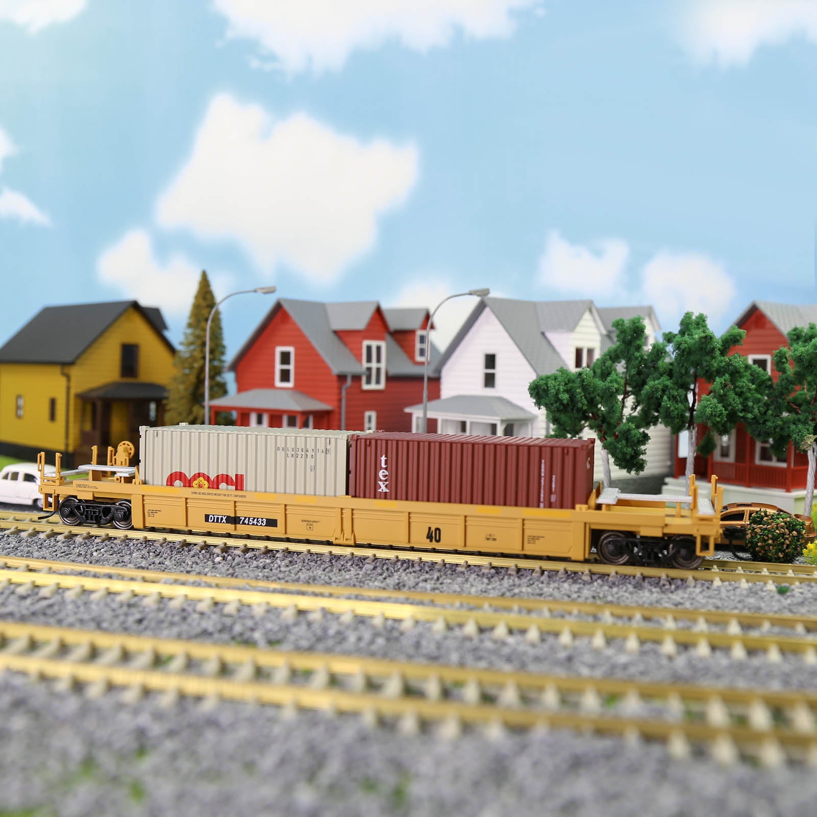 C8749 1pc HO Scale 1:87 40ft Well Car Low Side Wagon